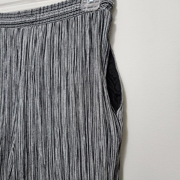 Inclinations Womens Sz S Pull On Tie Waist Straight Leg Pants BlackWhite Striped - Picture 6 of 8